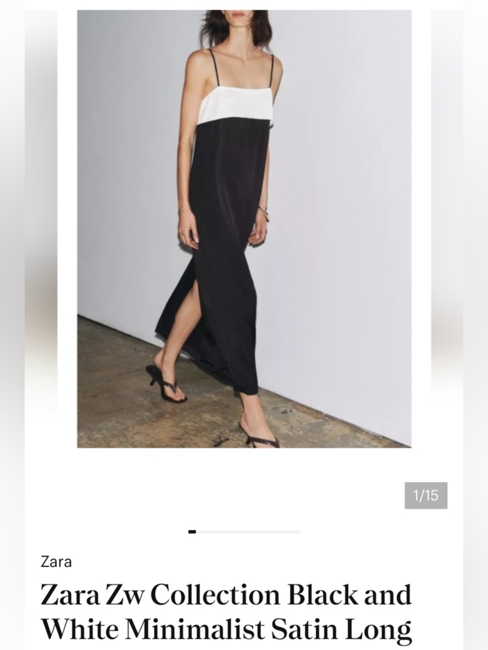 Zara Black and White Maxi Slip Skirt Dress